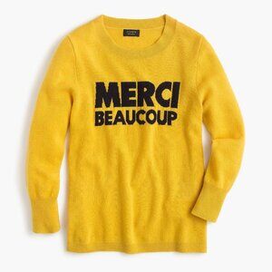 J. Crew Yellow Merci Beaucoup Sweater